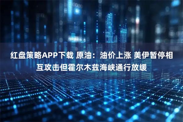 红盘策略APP下载 原油：油价上涨 美伊暂停相互攻击但霍尔木兹海峡通行放缓